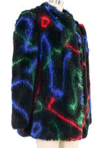 1980s Rainbow Faux Fur Coat Outerwear arcadeshops.com