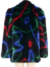 1980s Rainbow Faux Fur Coat Outerwear arcadeshops.com