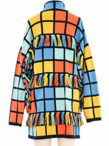Escada Fringed Colorblock Windowpane Cardigan Jacket arcadeshops.com