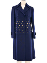 Jean Patou Navy Studded Wool Coat Outerwear arcadeshops.com