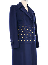 Jean Patou Navy Studded Wool Coat Outerwear arcadeshops.com