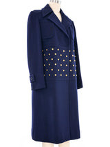 Jean Patou Navy Studded Wool Coat Outerwear arcadeshops.com