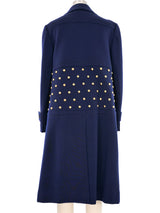 Jean Patou Navy Studded Wool Coat Outerwear arcadeshops.com