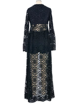 1970s Joy Stevens Lace Duster Ensemble Suit arcadeshops.com