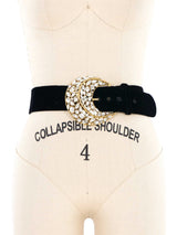Oscar de la Renta Velvet Crystal Buckle Belt Accessory arcadeshops.com