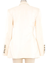 Escada Cream Checkered Button Blazer Jacket arcadeshops.com