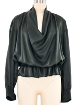 Escada Draped Forest Green Silk Shirt Top arcadeshops.com