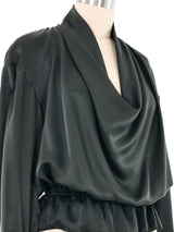 Escada Draped Forest Green Silk Shirt Top arcadeshops.com