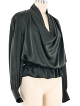 Escada Draped Forest Green Silk Shirt Top arcadeshops.com