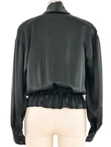 Escada Draped Forest Green Silk Shirt Top arcadeshops.com