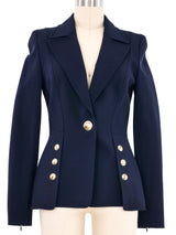 Escada Navy Neoprene Blazer Jacket arcadeshops.com