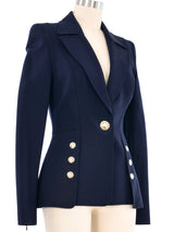 Escada Navy Neoprene Blazer Jacket arcadeshops.com