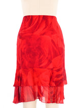 Escada Red Floral Ruffle Skirt Ensemble Suit arcadeshops.com