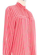 Escada Pink Stripes And Hearts Blouse Top arcadeshops.com