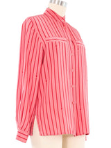 Escada Pink Stripes And Hearts Blouse Top arcadeshops.com