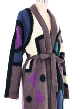 Geometric Knit Belted Duster Jacket arcadeshops.com