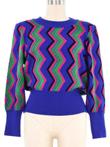Yves Saint Laurent Multicolor Zig Zag Sweater Top arcadeshops.com