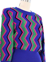 Yves Saint Laurent Multicolor Zig Zag Sweater Top arcadeshops.com