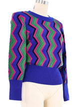 Yves Saint Laurent Multicolor Zig Zag Sweater Top arcadeshops.com