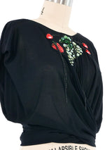 Holly's Harp Fruit Accented Jersey Wrap Top Top arcadeshops.com