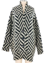 Grayscale Geometric Knit Maxi Cardigan Jacket arcadeshops.com