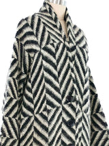 Grayscale Geometric Knit Maxi Cardigan Jacket arcadeshops.com