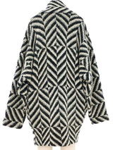 Grayscale Geometric Knit Maxi Cardigan Jacket arcadeshops.com