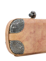 Bottega Veneta Lizard Skin Metal Knot Clutch Accessory arcadeshops.com