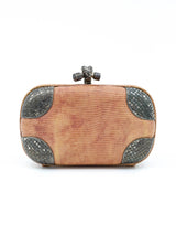 Bottega Veneta Lizard Skin Metal Knot Clutch Accessory arcadeshops.com