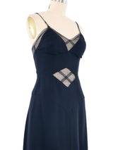 Karl Lagerfeld Navy Sheer Panel Slip Dress Dress arcadeshops.com