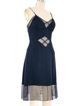 Karl Lagerfeld Navy Sheer Panel Slip Dress Dress arcadeshops.com