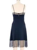 Karl Lagerfeld Navy Sheer Panel Slip Dress Dress arcadeshops.com
