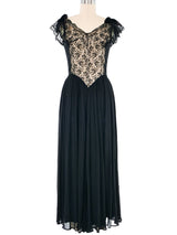1940s Black Lace Bodice Gown Dress arcadeshops.com