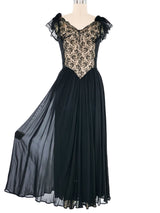 1940s Black Lace Bodice Gown Dress arcadeshops.com