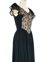 1940s Black Lace Bodice Gown Dress arcadeshops.com