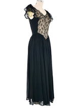 1940s Black Lace Bodice Gown Dress arcadeshops.com