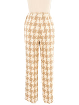 1970s Beige Houndstooth Wool Trousers Bottom arcadeshops.com