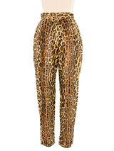 1980s Faux Fur Leopard Print Trousers Bottom arcadeshops.com