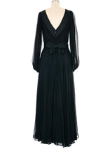 1970s Richilene Black Silk Chiffon Gown Dress arcadeshops.com
