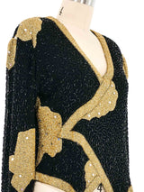 1980s Judith Ann Asymmetric Beaded Silk Top Top arcadeshops.com