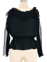 2000s Yves Saint Laurent Off the Shoulder Blouse Top arcadeshops.com
