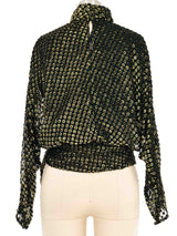 1980s Mock Neck Gold Dot Blouse Top arcadeshops.com