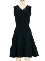 Alaia Black Metallic Trimmed Fit And Flare Mini Dress Dress arcadeshops.com