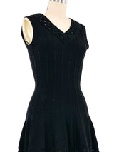 Alaia Black Metallic Trimmed Fit And Flare Mini Dress Dress arcadeshops.com