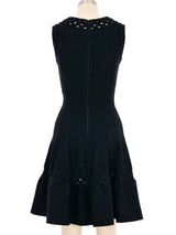 Alaia Black Metallic Trimmed Fit And Flare Mini Dress Dress arcadeshops.com