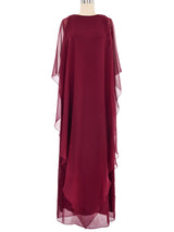 1960s Oxblood Chiffon Column Gown Dress arcadeshops.com