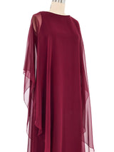 1960s Oxblood Chiffon Column Gown Dress arcadeshops.com
