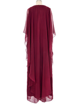 1960s Oxblood Chiffon Column Gown Dress arcadeshops.com