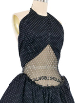 1980s Geoffrey Beene Polka Dot Mesh Midriff Mini Dress Dress arcadeshops.com