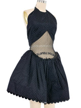 1980s Geoffrey Beene Polka Dot Mesh Midriff Mini Dress Dress arcadeshops.com